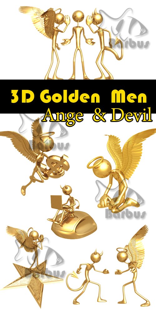 3D gold men - Ange and Devil /   3D -   