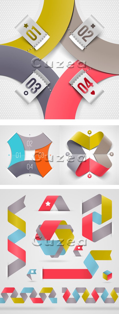  / Abstract infographic paper elements with numbered labels in vector