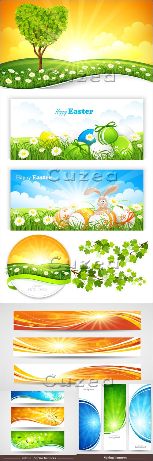    ,   ,  3/ Banners for summer, spring and Easter in vector, part 3