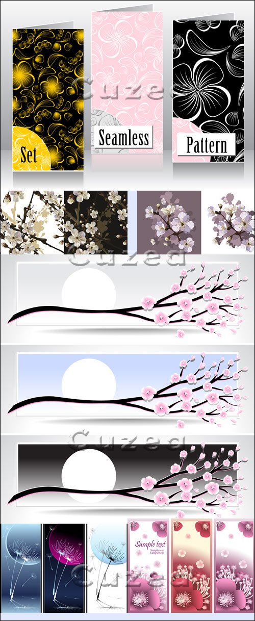    / Flower banners in vector
