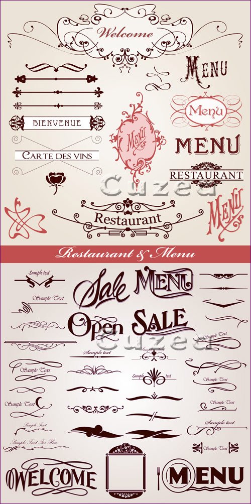      / Restaurant Menu calligrafic in vector