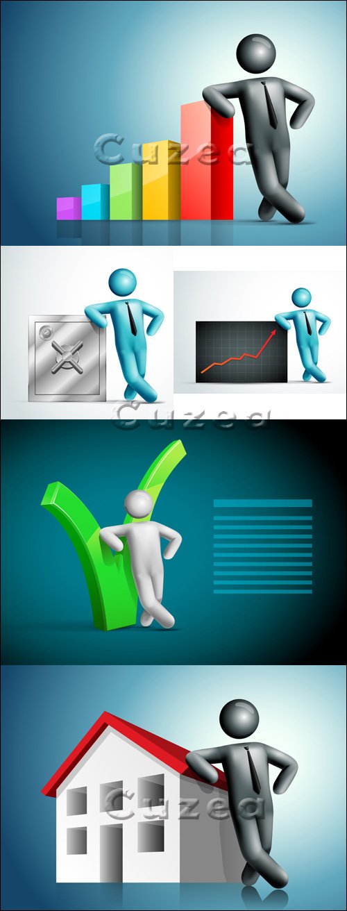 3    / 3d business people - vector stock