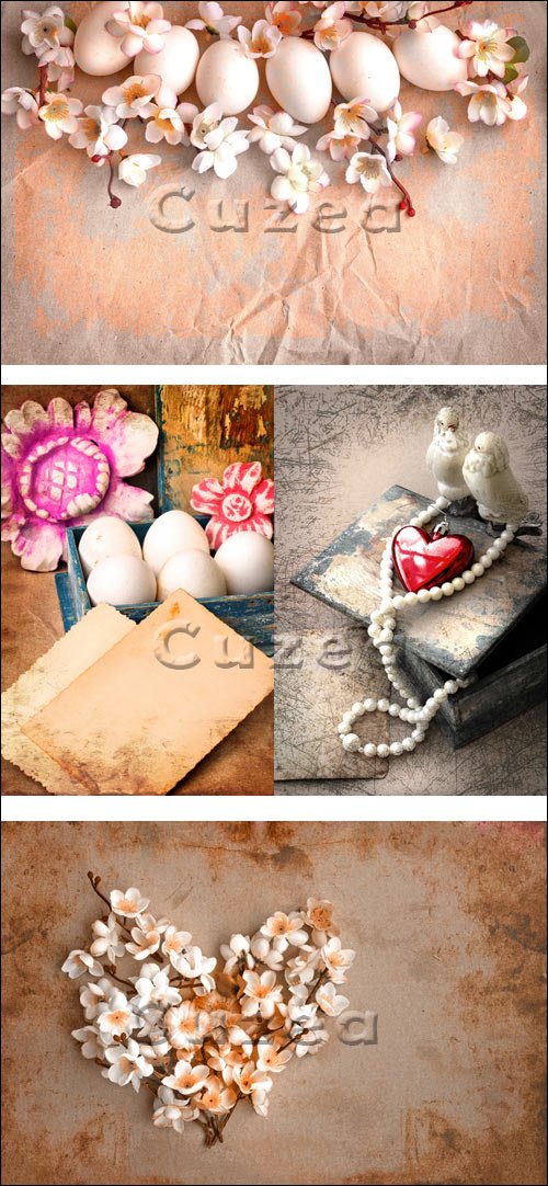     / Easter vintage background with pigeons - Stock photo