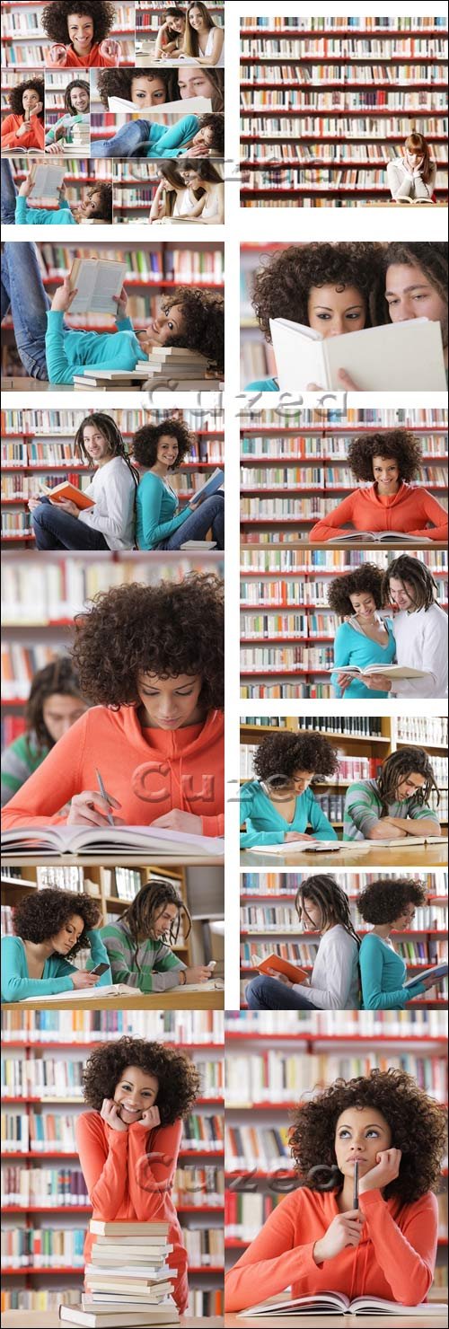     / Students in the library - Stock photo
