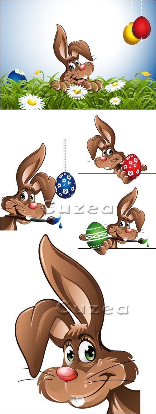    / Easter rabbit with eggs in vector
