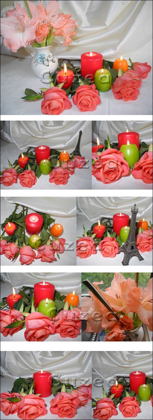   ,  2 / Roses and candles, part 2 - Stock photo