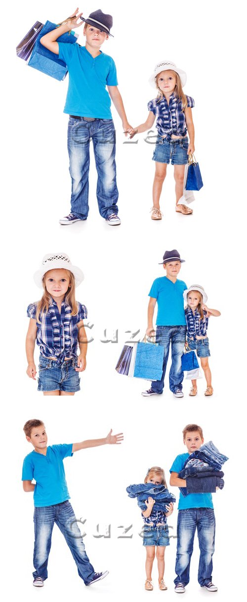      / Children in jeans clothes - Stock photo
