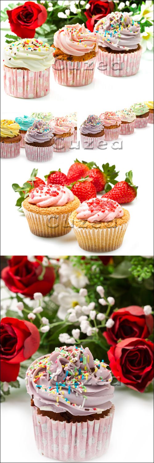    / Cake and red roses - Stock photo