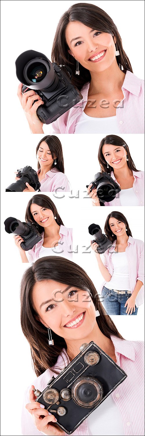   / Girl with photo camera - Stock photo