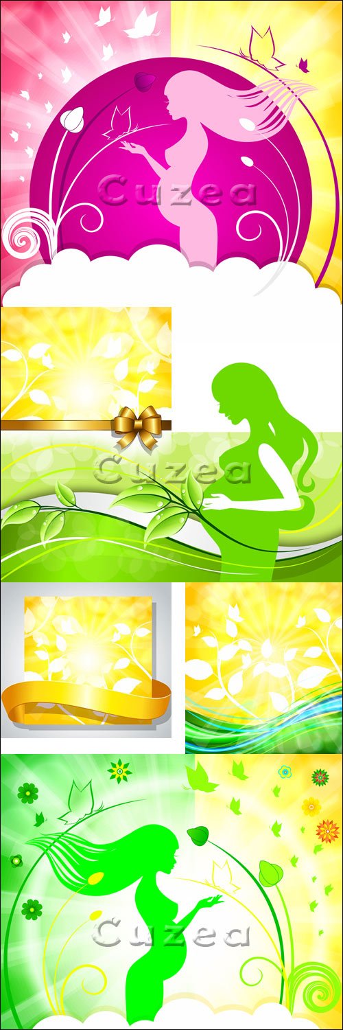       / Pregnant woman on nice background in vector