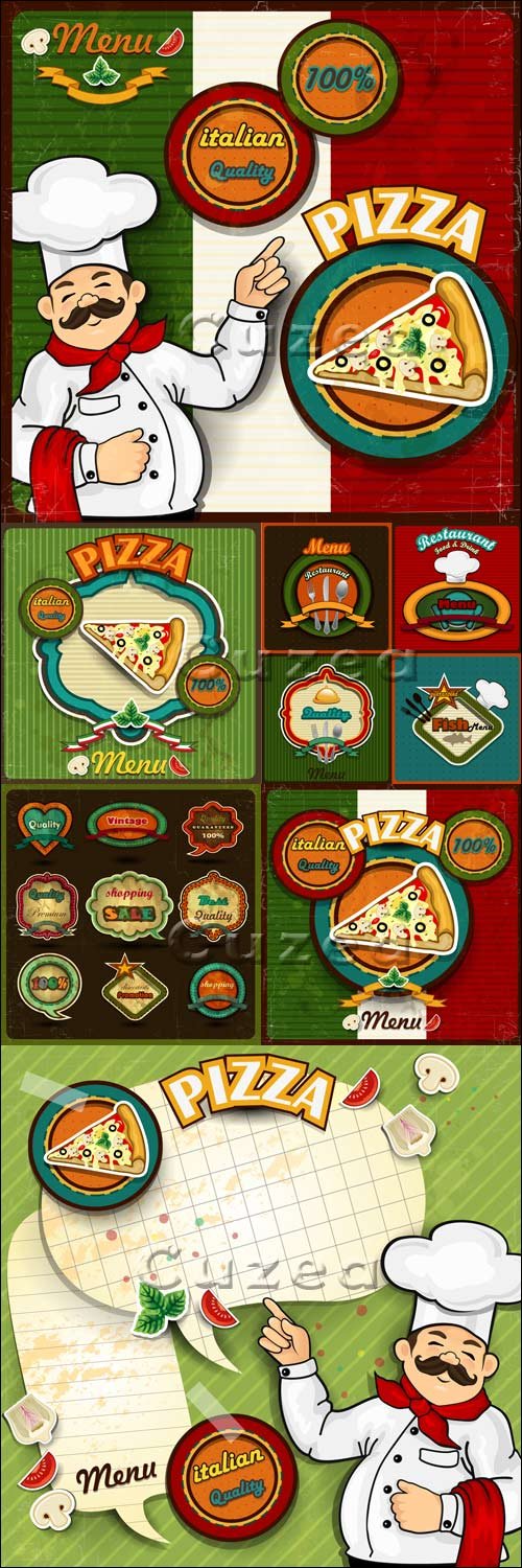 ,    -  / Chef pizza menu paper in vector