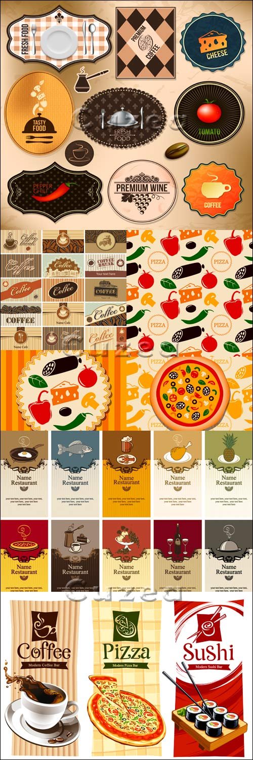       /  Vintage menu in vector for pizza
