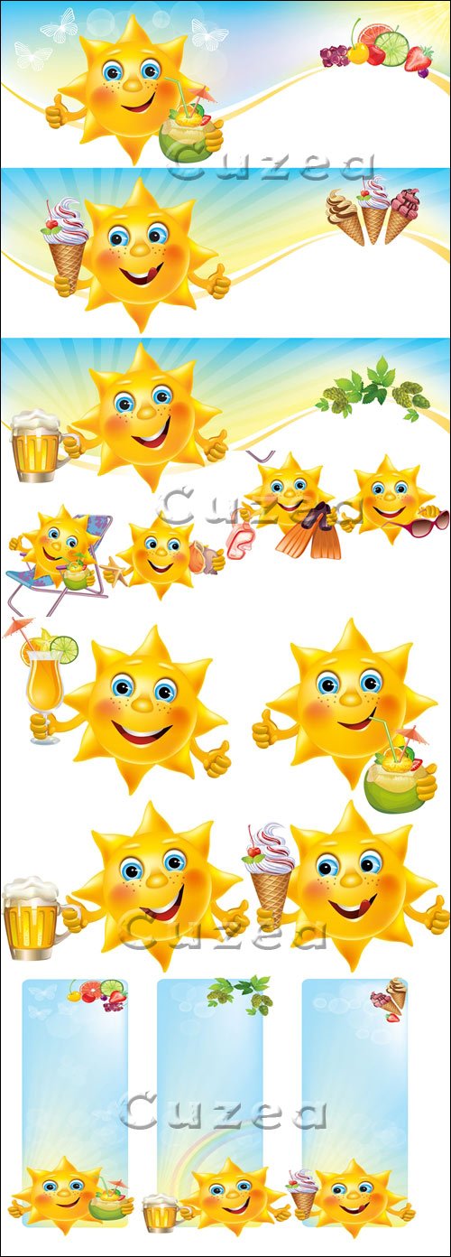     / Summer background with sun in vector