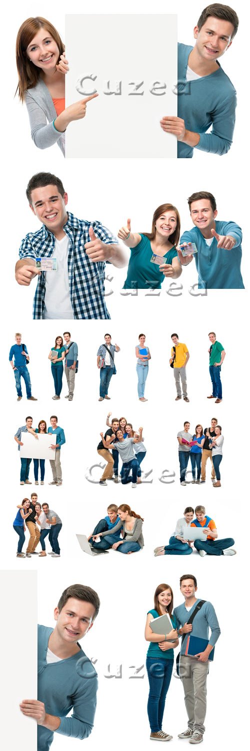     / Group of students on white backgrounds - Stock photo