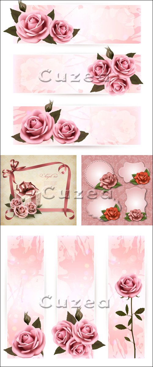     / Banners with rose - vector stock