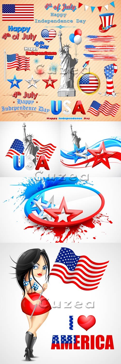   ,  4/ Independence day of USA, part 4 - vector stock