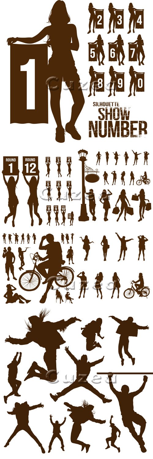  ,  3/ People silhouettes, part 3 - vector stock