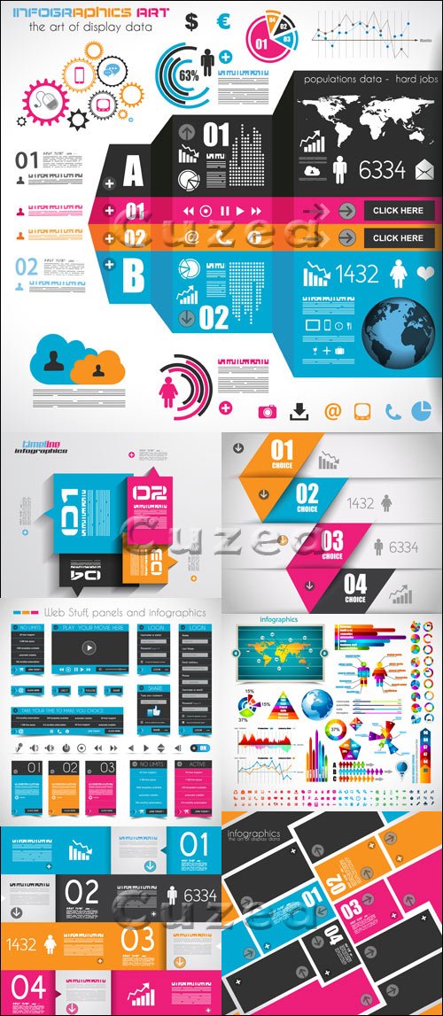  ,  45/  Infographics design template with numeration and web elements, part 45 - vector stock