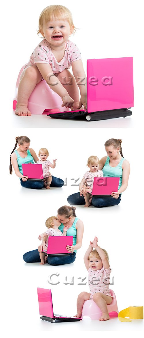    / Child with pink notebook - Stock photo