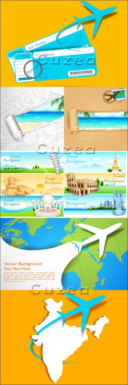  ,  3/ Travel by plane, part 3 - vector stock
