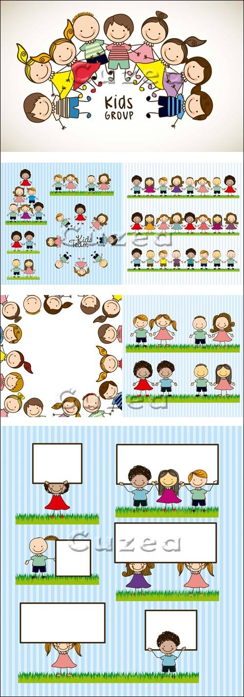    / Children with banners - vector stock