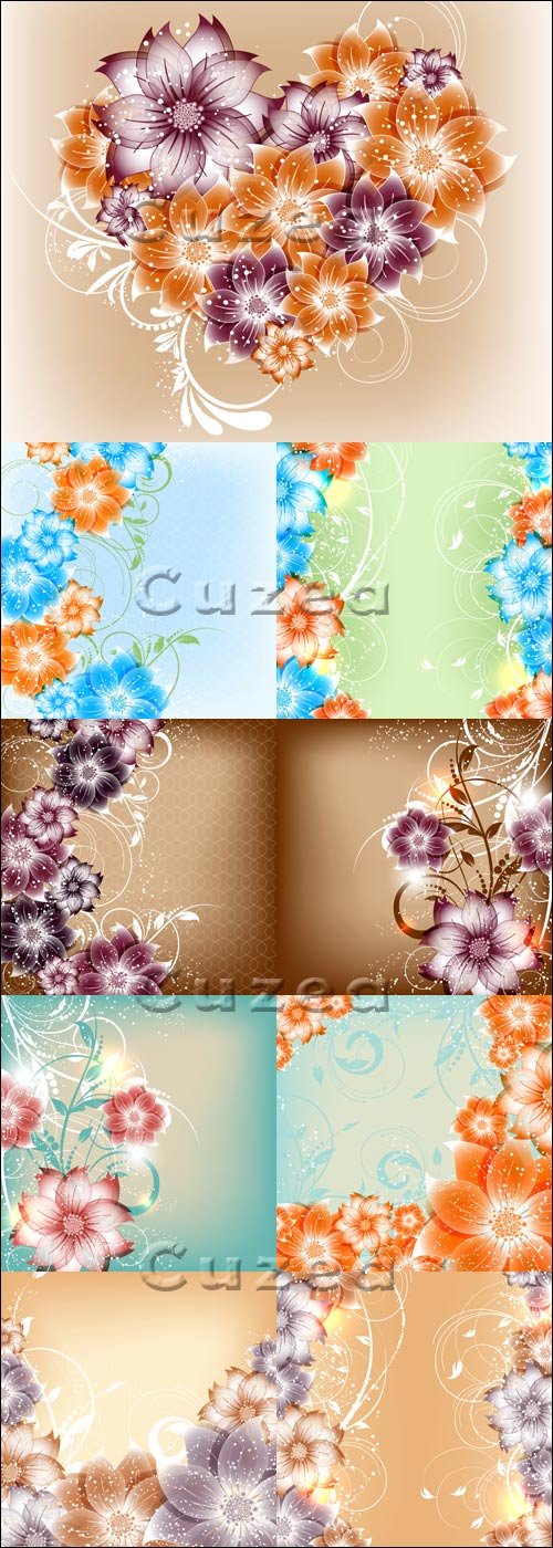  ,  6 / Floral  backgrounds, part 6 - vector stock