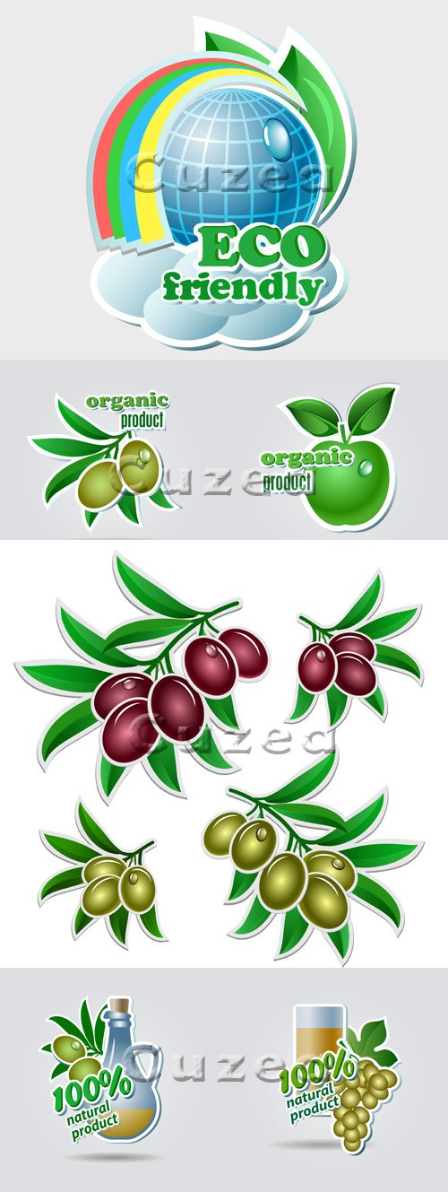     / Organic stickers in vector