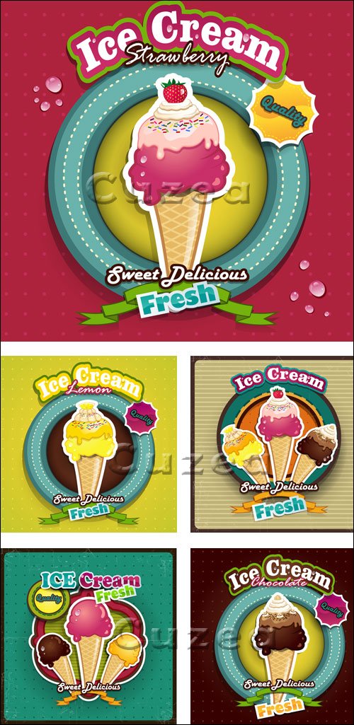     / Fresh ice-cream backgrounds in vector