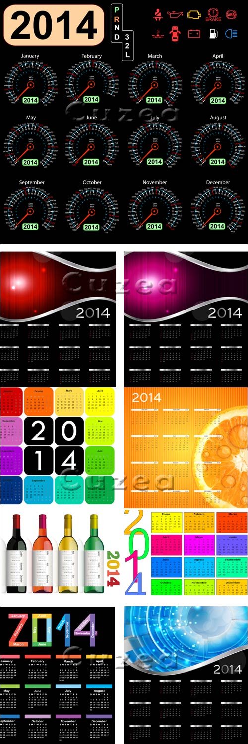     2014 ,  2 / Calendars 2014, part 2 - vector stock