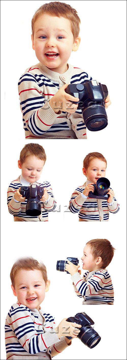    / Small boy with photocamera - stock photo