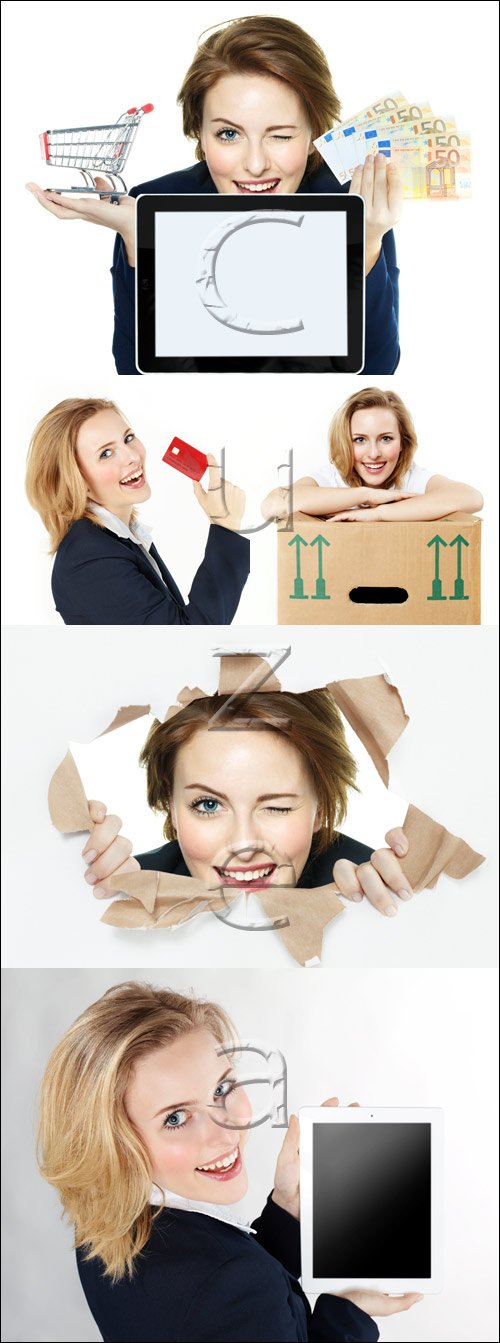      / Business woman shopping on the internet - stock photo