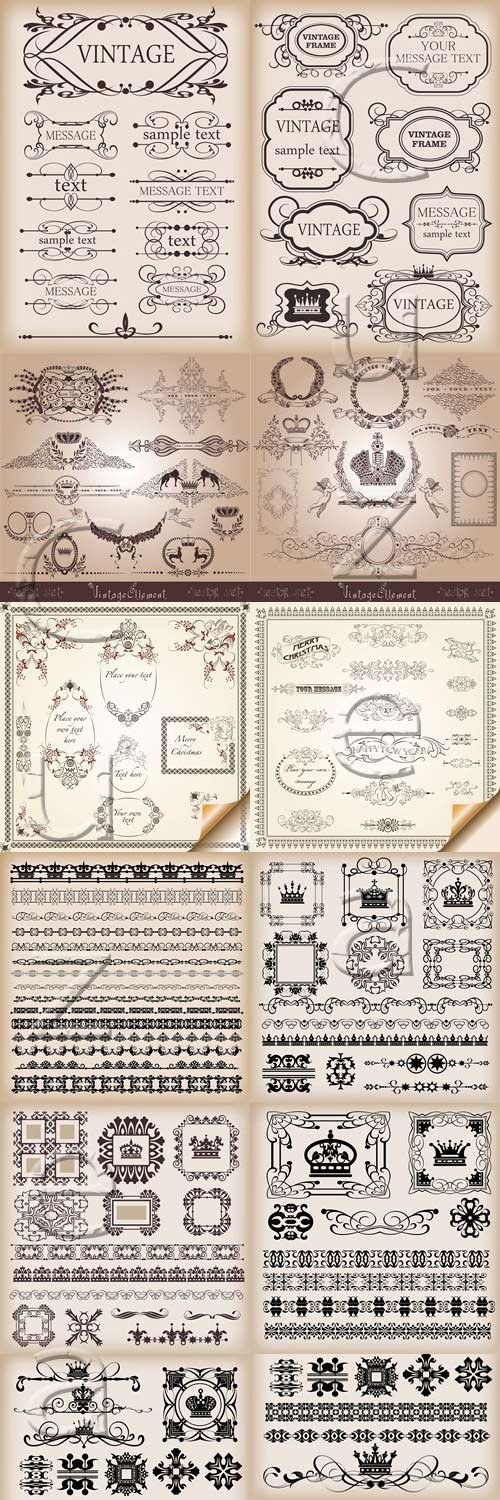 ,    , 10 / Frame and  vintage ornaments, part 10 -  vector stock