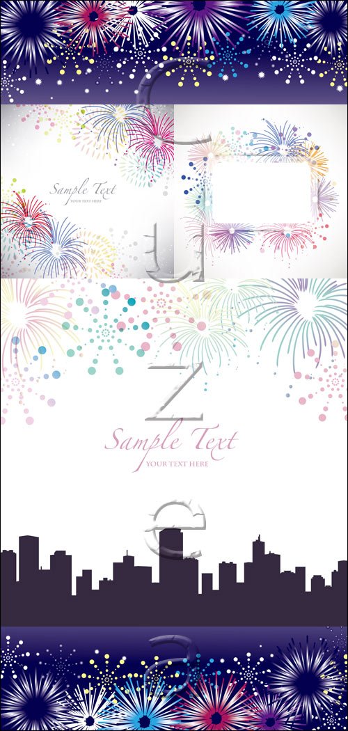      / Fireworks backgrounds in vector