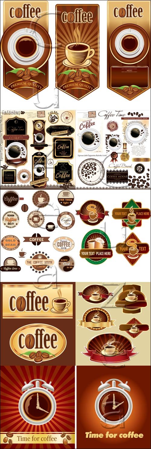       / Coffee backgrounds and labels, 6 - vector stock