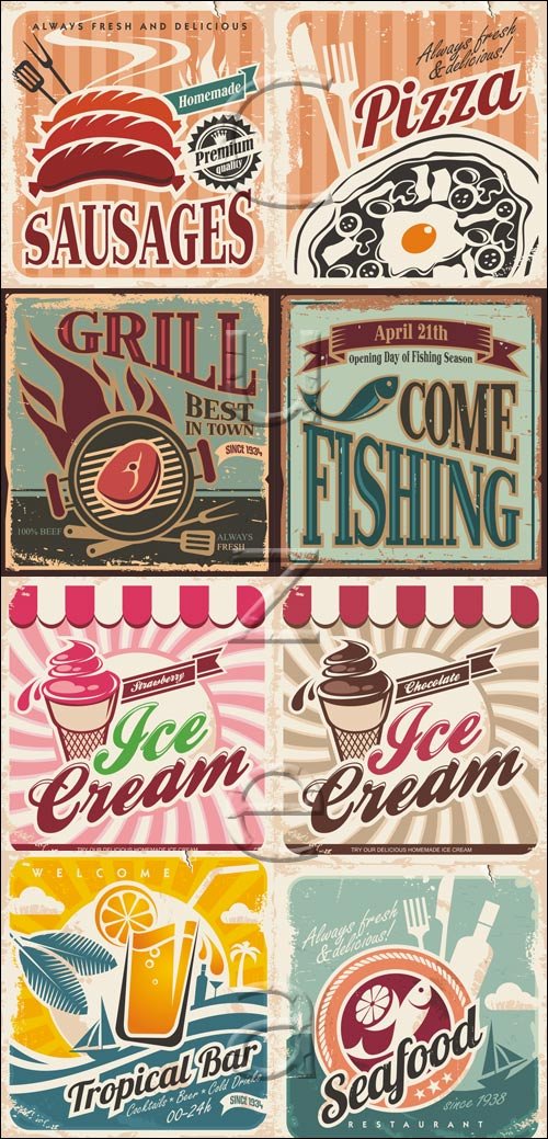      / Food vintage  backgrounds in vector, 2