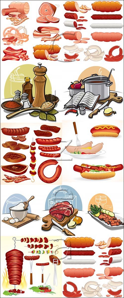        / Grillled meat and sousages - vector stock