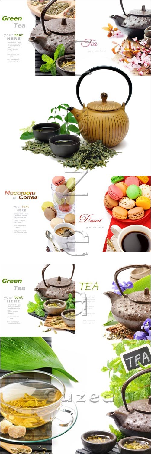           / Tea and coffee on white - stock photo