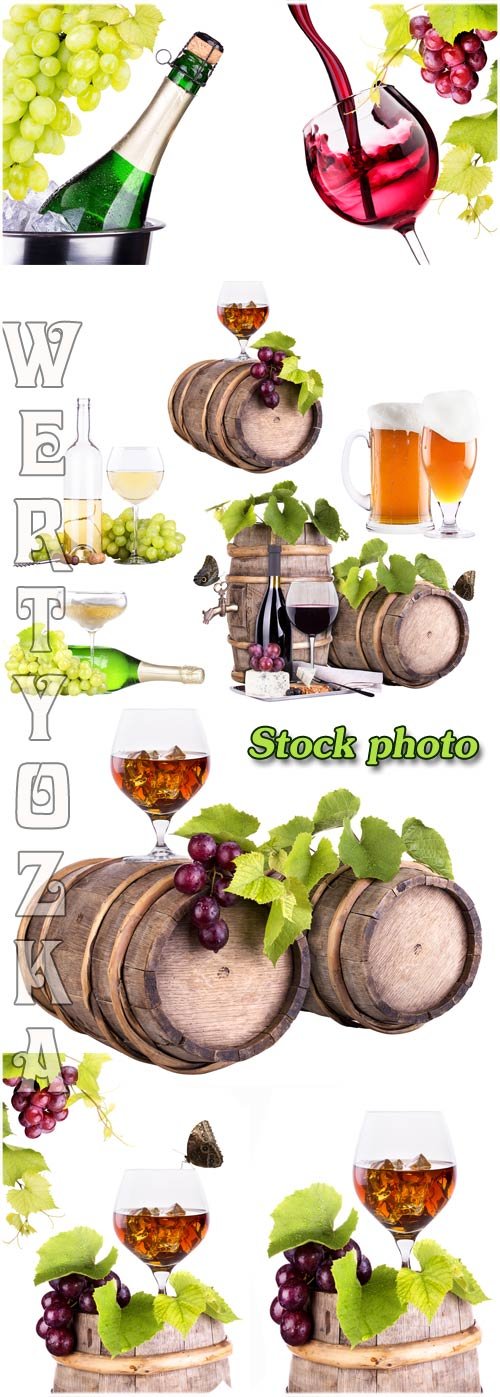 ,       / Wine, barrel with wine on a white background - raster clipart