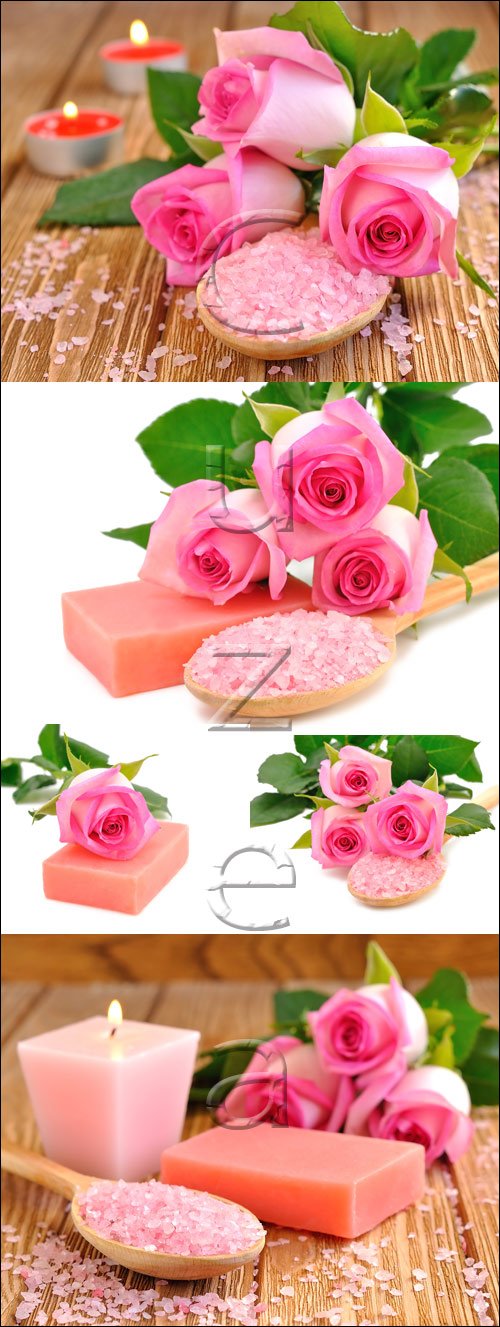 ,    / Roses, candles and spa - stock photo