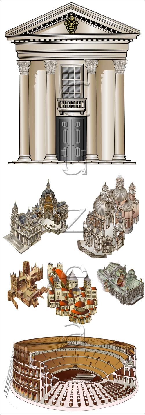  , 3 / Architectural structures, 3 - vector stock