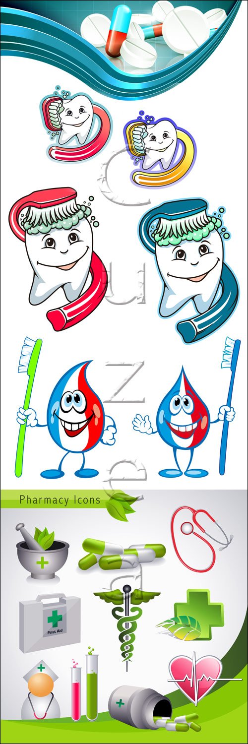     / Medical icons and teens for stomatology - vector stock