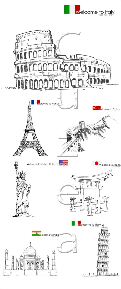      / Monuments of the world - vector stock