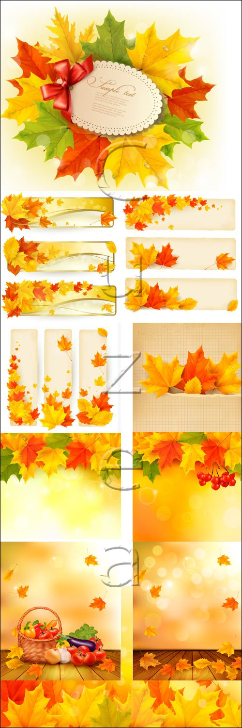  ,  1 / Autumn collage in vector, part 1