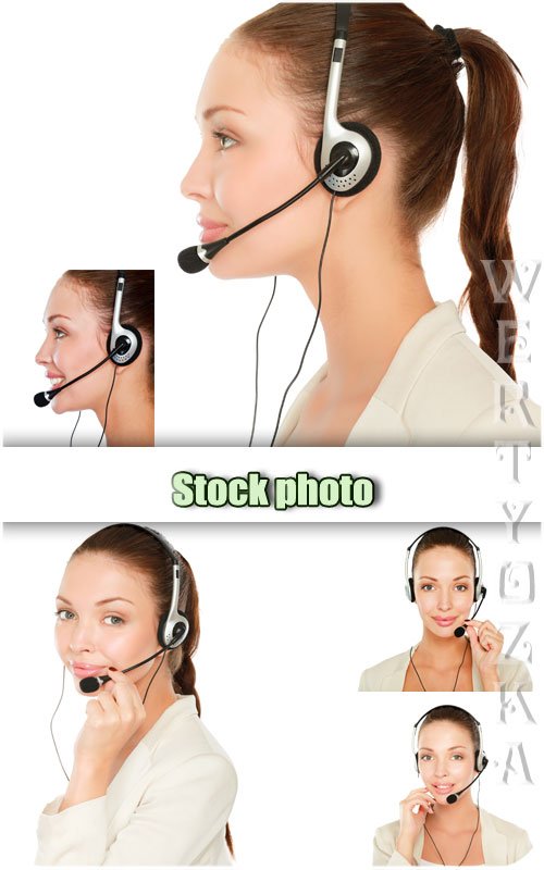   call- / Girl operator call-center - Raster clipart