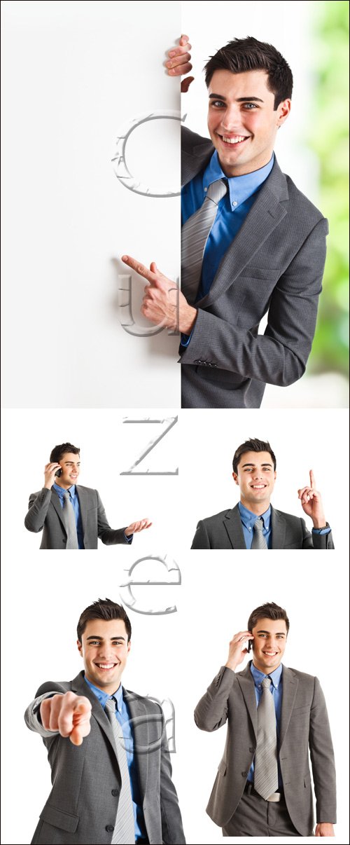   , 5 / Busines man with banner, 5 - stock photo