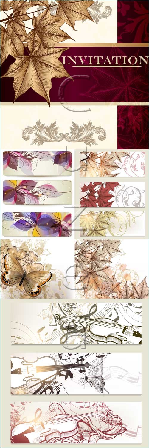      / Autumn invitation and banners - vector stock