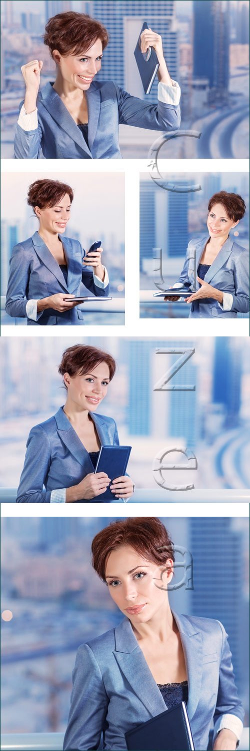 Businesswoman in blue clothers - stock photo