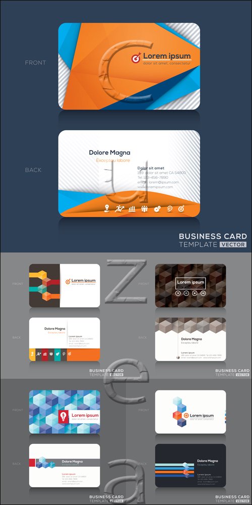 Business card, 3 - vector stock