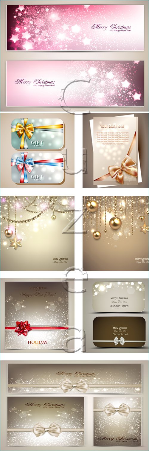 New year shine banners with ribbon - vector stock