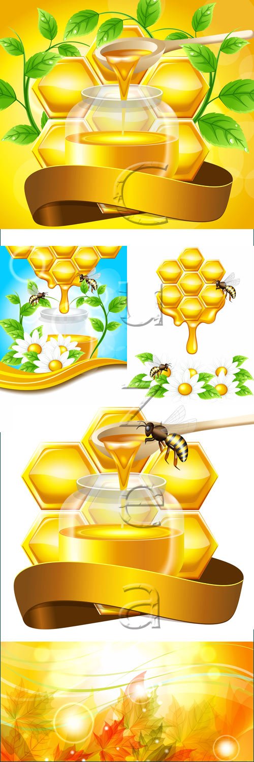 Honey backgrounds, 4 - vector stock